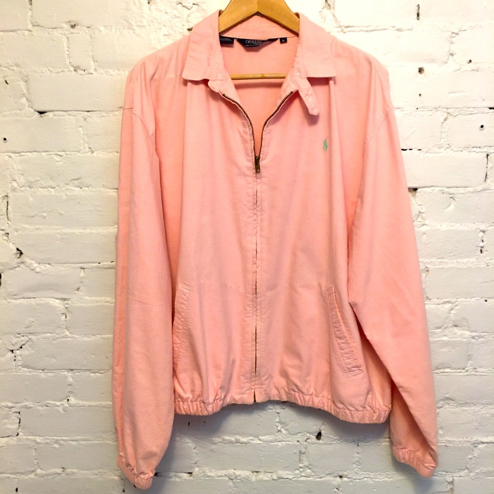 Polo Ralph Lauren vtg 80s cotton harrington jacket pink oxford large